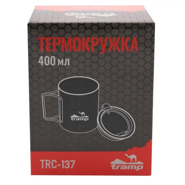 Термокружка Tramp TRC-137.12 (со складными ручками и поилкой) оливковый, 0,4 л