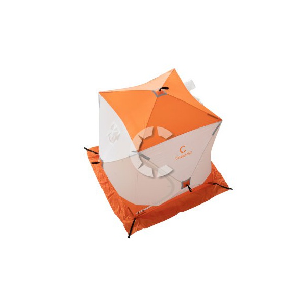 Палатка зимняя Следопыт Куб 1,5 х 1,5 м (1 слой) бело-оранжевый, Oxford 240D