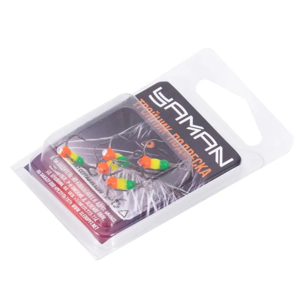 Крючок-тройник Яман Светофор (флюоресц., с глазком, 5 шт) №10