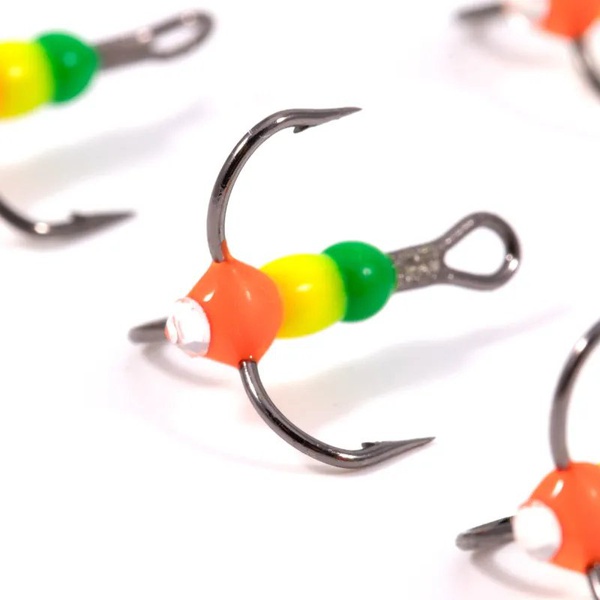 Крючок-тройник Яман Светофор (флюоресц., с глазком, 5 шт) №12