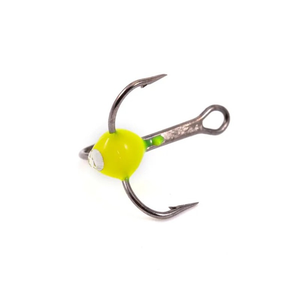 Крючок-тройник Яман (с каплей и глазком, 5 шт) флуоресцентный желтый, №10
