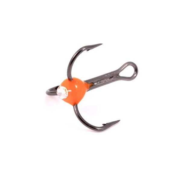 Крючок-тройник Яман (с каплей и глазком, 5 шт) флуоресцентный красный, №10