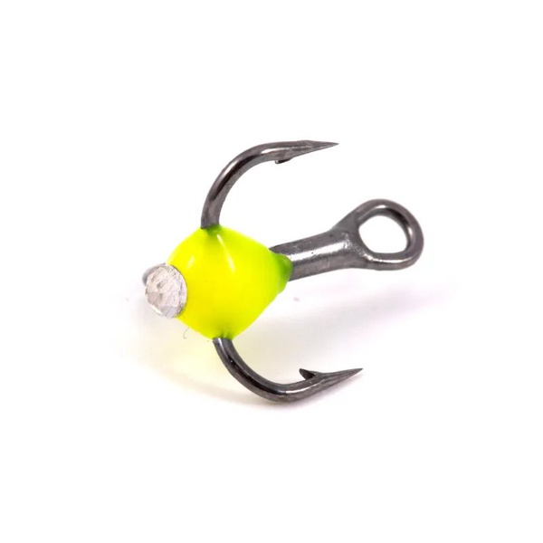 Крючок-тройник Яман (с каплей и глазком, 5 шт) флуоресцентный желтый, №16