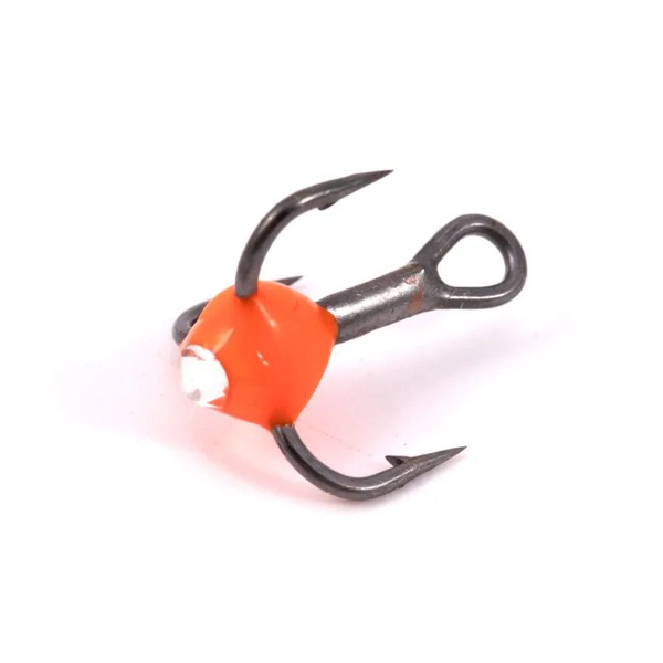 Крючок-тройник Яман (с каплей и глазком, 5 шт) флуоресцентный красный, №16