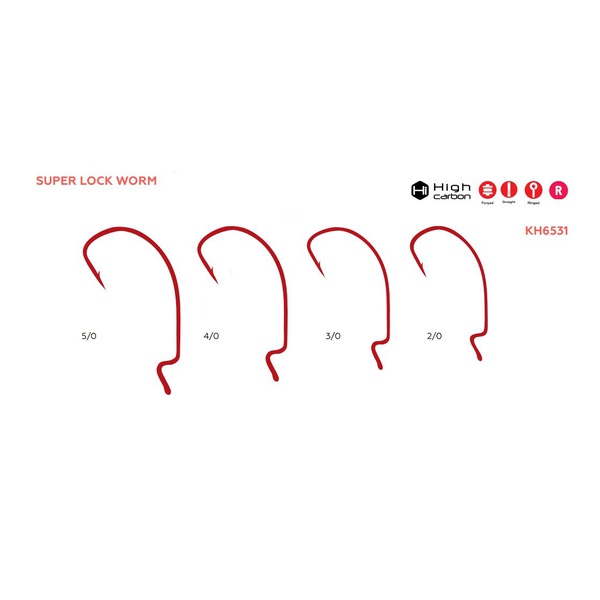 Крючок офсетный KOI Super Lock Wock (Red, 10 шт) №3/0