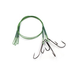 Поводок Namazu Leader 1х7 Nylon Coated Green (с живцовым крючком 4715 Double Ryder, 3 шт.) d-0,33 мм, 20 см