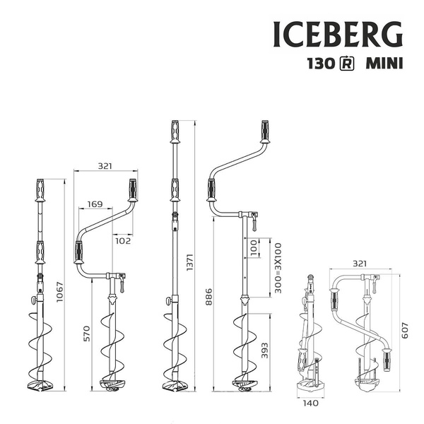 Ледобур Тонар Iceberg-Mini 130R v3.0 (правое вращение)