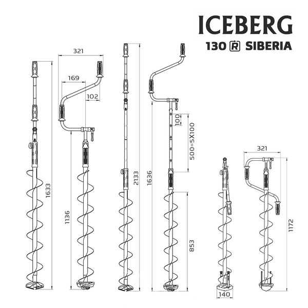 Ледобур Тонар Iceberg Siberia (правое вращение, телескопический 1600 мм v3.0) 130 мм