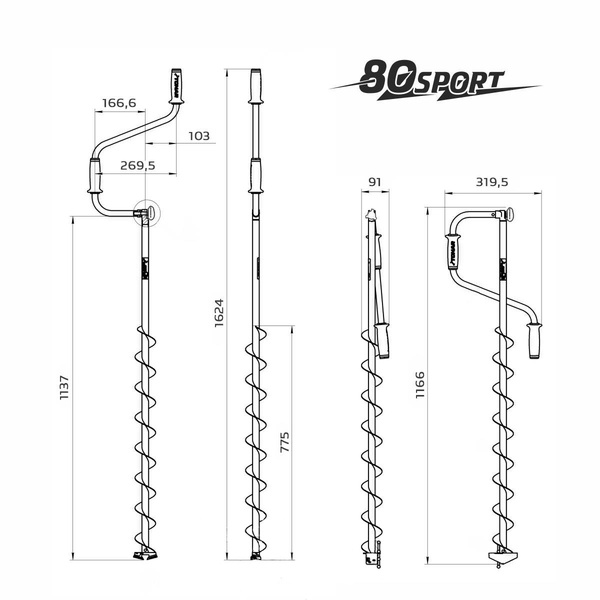 Ледобур Тонар ЛР-080 Спорт (левое вращение)