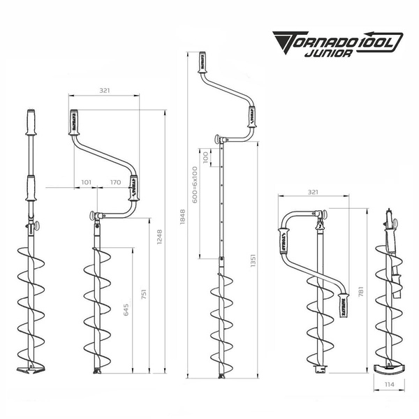 Ледобур Тонар Торнадо-М2 Junior (левое вращение, без чехла)