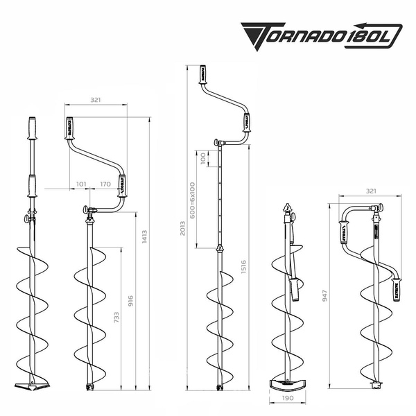 Ледобур Тонар Торнадо-М2 (без чехла, левое вращение) 180 мм