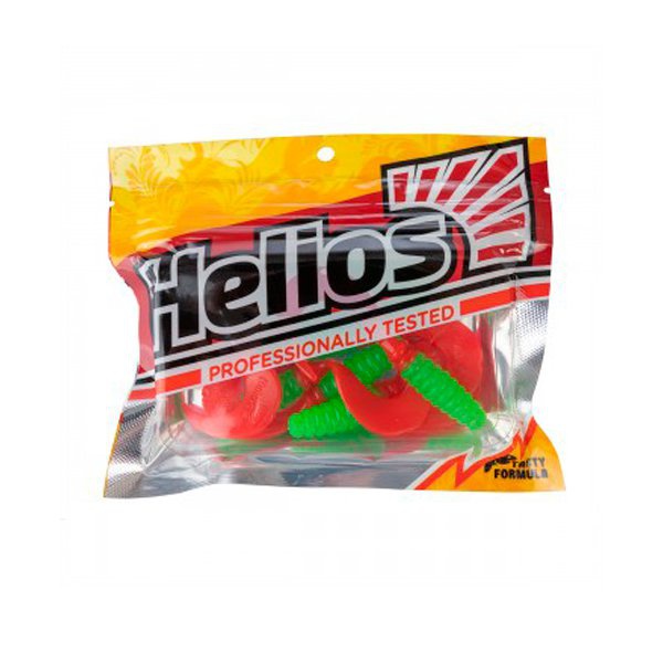 Твистер Helios Credo 2,35"/6,0 см (7шт/уп) лайм/красный