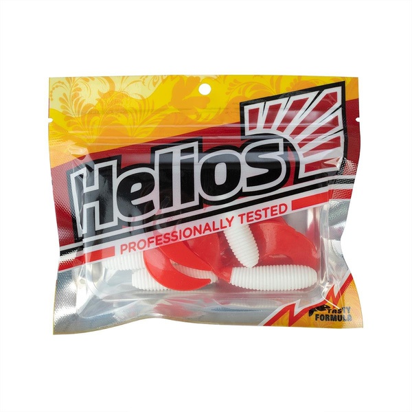 Твистер Helios Credo 3,35"/8,5 см (7шт/уп) белый/красный