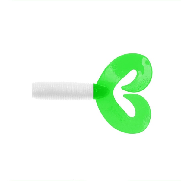 Твистер Helios Credo Double Tail 1,96"/5 см (10шт/уп) белый/зеленый