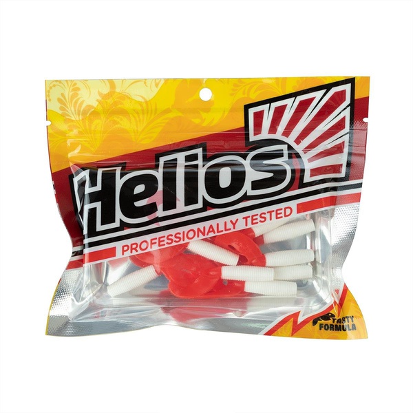 Твистер Helios Credo Double Tail 1,96"/5 см (10шт/уп) белый/красный