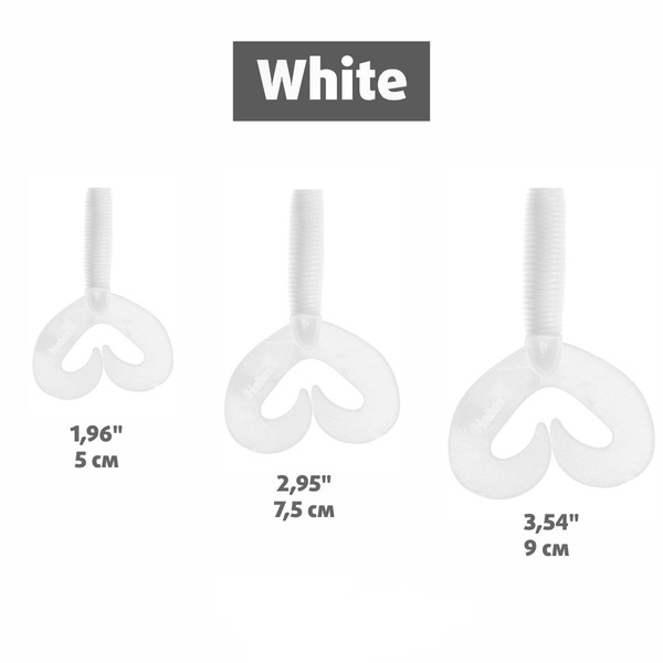 Твистер Helios Credo Double Tail 1,96"/5 см (10шт/уп) белый
