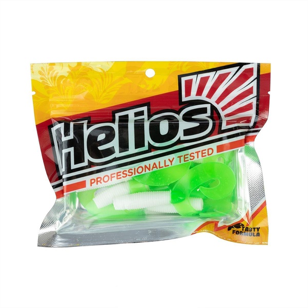 Твистер Helios Credo Double Tail 3,54"/9 см (5шт/уп) белый/зеленый