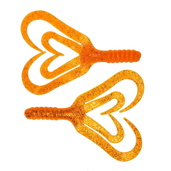 Твистер Helios Credo Four Tail 3,35"/8,5 см (10шт/уп) оранжевый/блестки