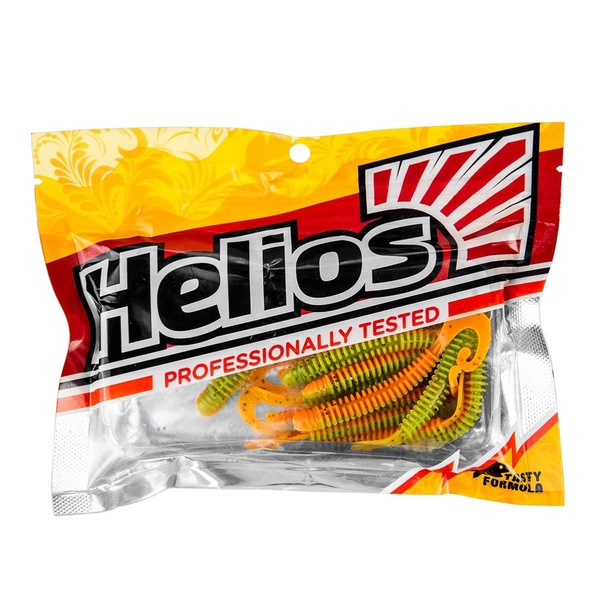 Твистер Helios Credo Long Body 2,95"/7,5 см (12шт/уп) зеленый перец/оранжевый