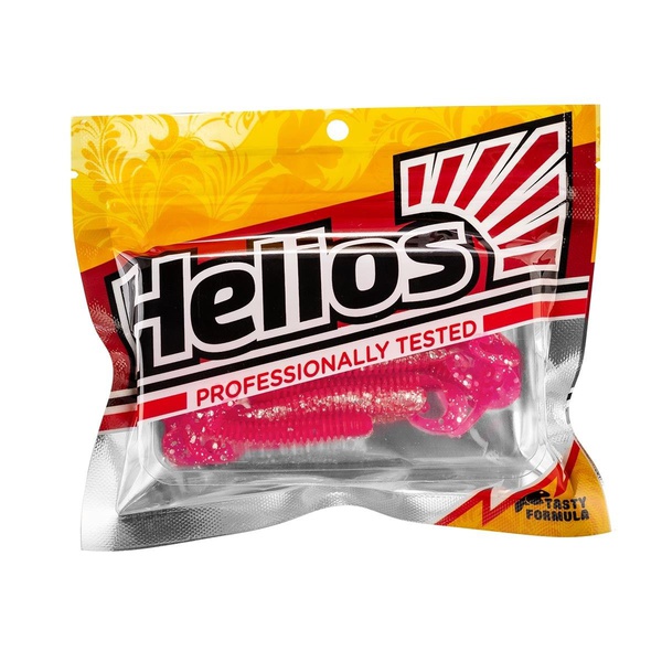 Твистер Helios Credo Long Body 2,95"/7,5 см (12шт/уп) серебряные блестки/розовый