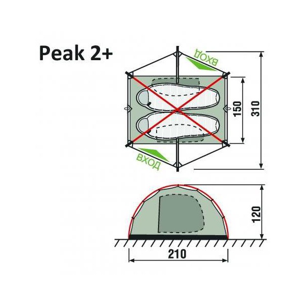 Палатка RockLand Peak 2 зеленый