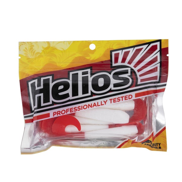 Твистер Helios Long Hybrid 3,55"/9,0 см (7шт/уп) белый/красный