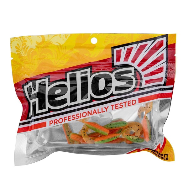 Твистер Helios Tiny Credo 1,55"/4 см (12шт/уп) перец зеленый/оранжевый