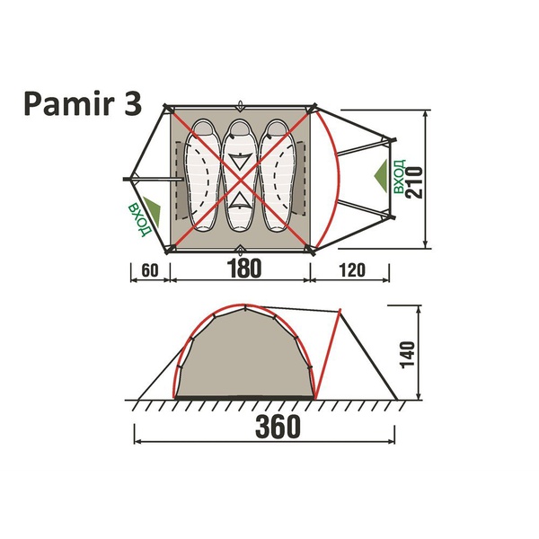 Палатка RockLand Pamir 3+ зеленый