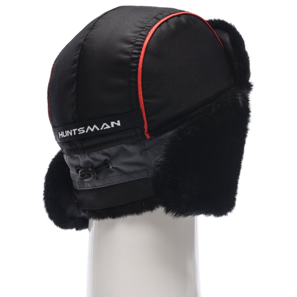 Шапка-ушанка Huntsman Siberia серый-чёрный/мех Норка, тк. Breatheable