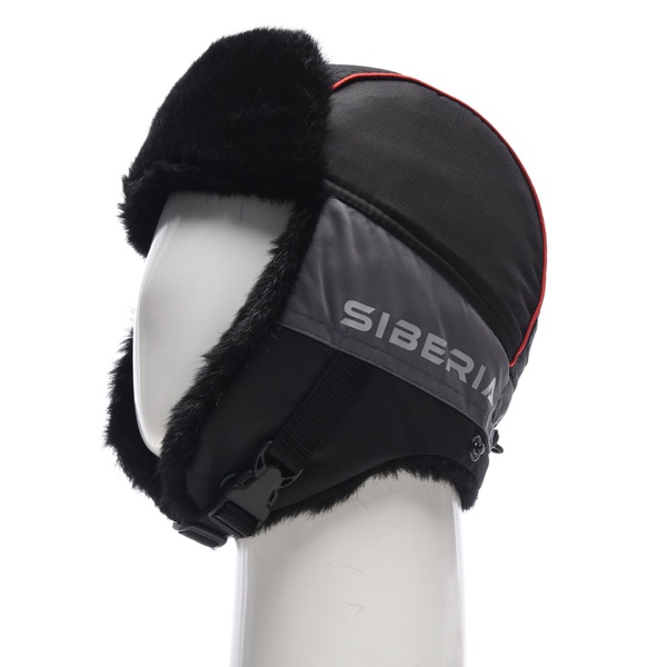 Шапка-ушанка Huntsman Siberia серый-чёрный/мех Норка, тк. Breatheable