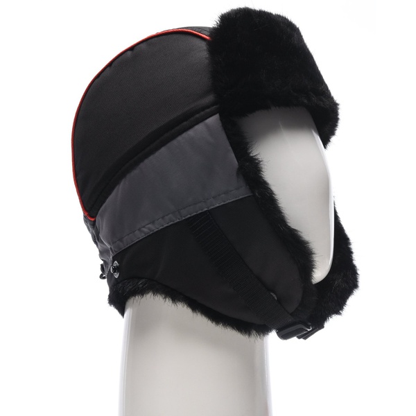 Шапка-ушанка Huntsman Siberia серый-чёрный/мех Норка, тк. Breatheable