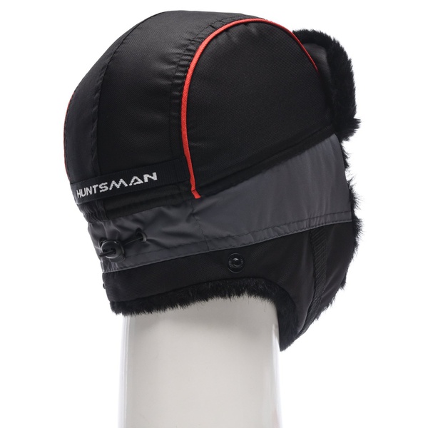 Шапка-ушанка Huntsman Siberia серый-чёрный/мех Норка, тк. Breatheable