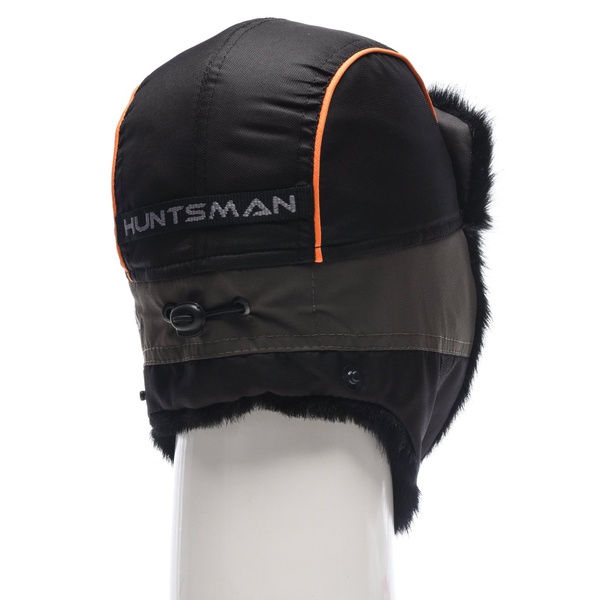 Шапка-ушанка Huntsman Siberia хаки-чёрный/мех Норка, тк. Breatheable