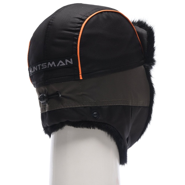 Шапка-ушанка Huntsman Siberia хаки-чёрный/мех Норка, тк. Breatheable
