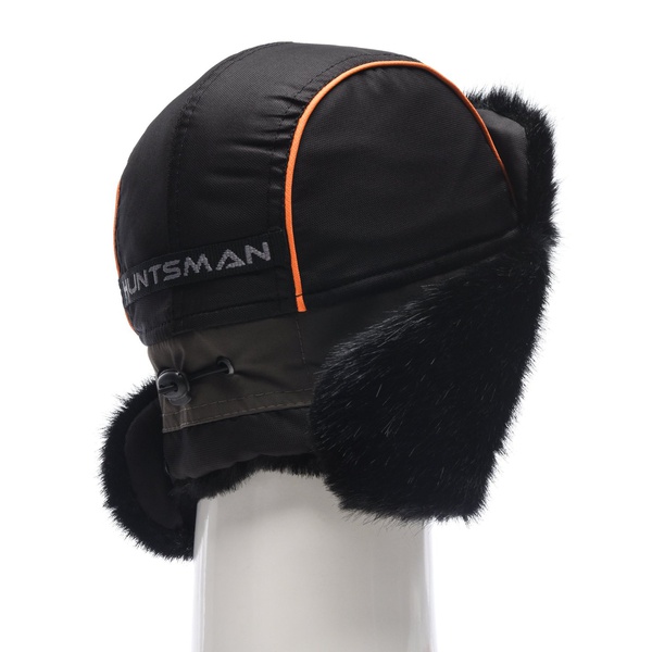 Шапка-ушанка Huntsman Siberia хаки-чёрный/мех Норка, тк. Breatheable