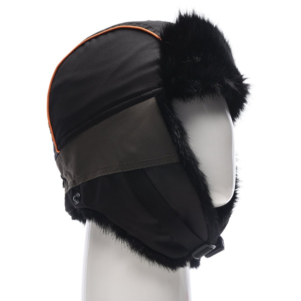 Шапка-ушанка Huntsman Siberia хаки-чёрный/мех Норка, тк. Breatheable