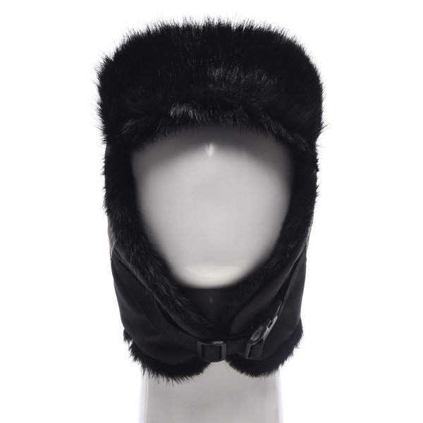 Шапка-ушанка Huntsman Siberia хаки-чёрный/мех Норка, тк. Breatheable