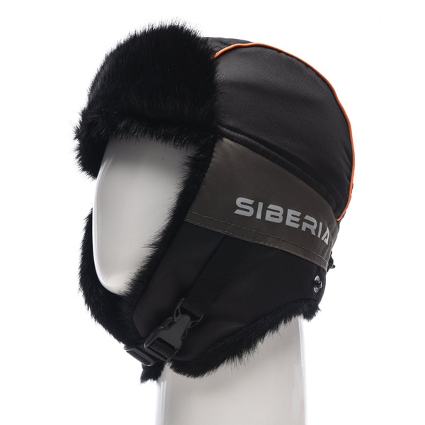 Шапка-ушанка Huntsman Siberia хаки-чёрный/мех Норка, тк. Breatheable