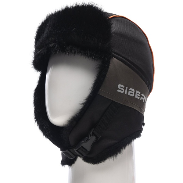 Шапка-ушанка Huntsman Siberia хаки-чёрный/мех Норка, тк. Breatheable