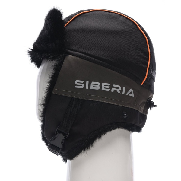 Шапка-ушанка Huntsman Siberia хаки-чёрный/мех Норка, тк. Breatheable