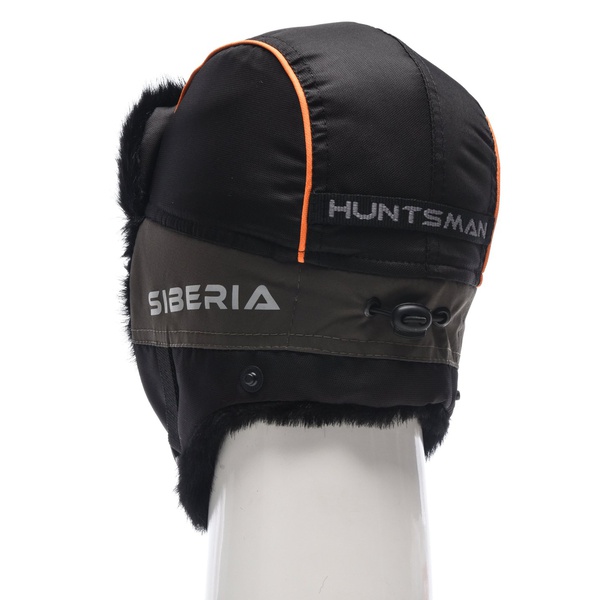 Шапка-ушанка Huntsman Siberia хаки-чёрный/мех Норка, тк. Breatheable
