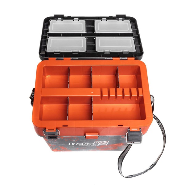 Ящик рыболовный зимний Helios Shark (двухсекционный) оранжевый