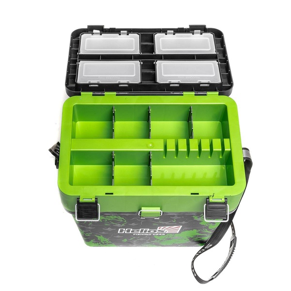 Ящик рыболовный зимний Helios Shark (двухсекционный) салатовый