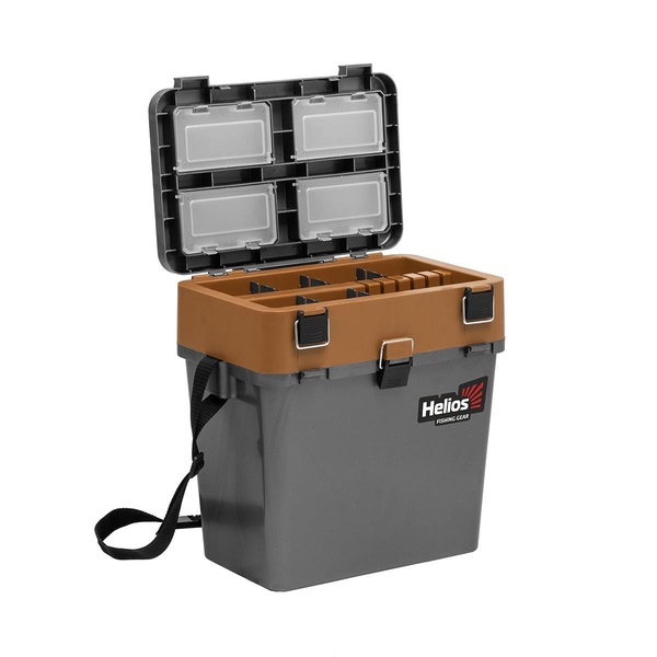 Ящик рыболовный зимний Helios (двухсекционный) серый/золото