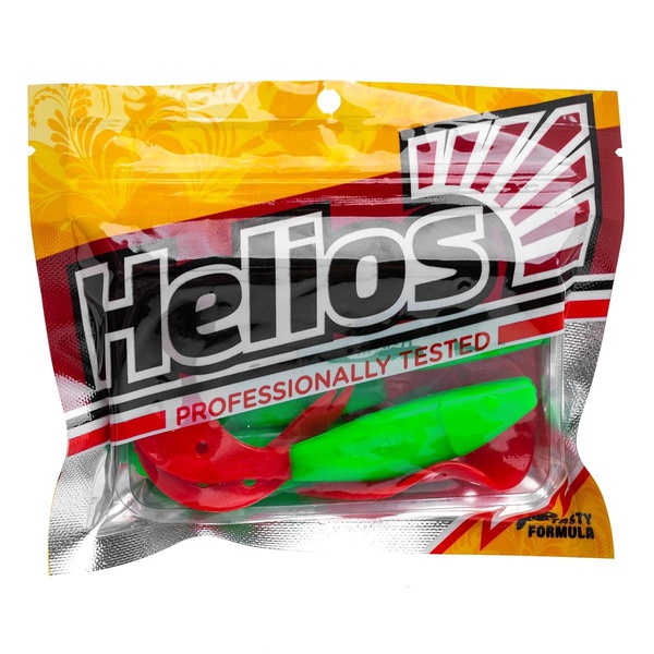 Твистер Helios Kasandra 4"29/10,9 см (5шт/уп) лайм/красный