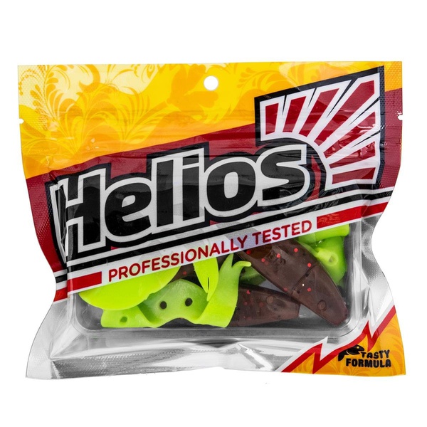 Твистер Helios Kasandra 4"29/10,9 см (5шт/уп) ржавое золото/лайм