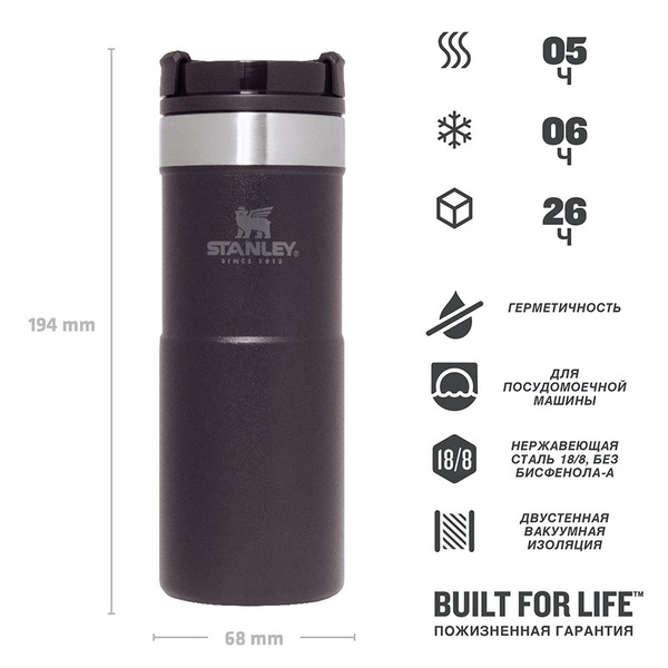 Термокружка Stanley Classic Neverleak чёрный, 0,35 л