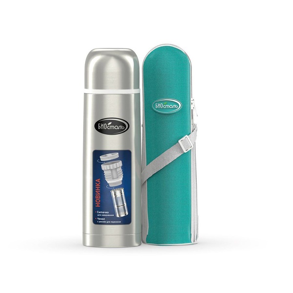 Термос Biostal NB-BZ с ситечком и чехлом стальной, 1 л