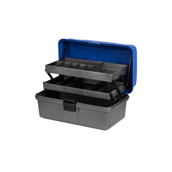 Ящик рыболова Helios двухполочный синий/серый