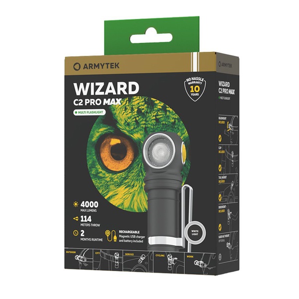 Мультифонарь ArmyTek Wizard C2 Pro Max Magnet USB (4000 лм, хол. свет, аккумулятор) чёрный